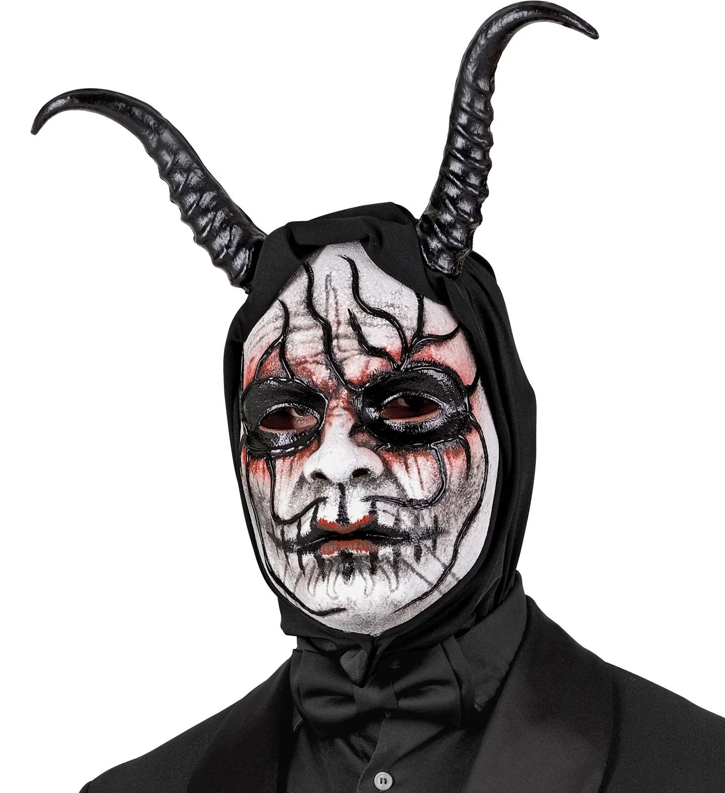 Máscara de Demonio con Capucha y Cuernos Demonios Widmann